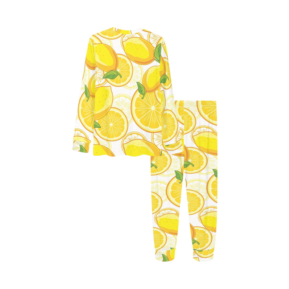 Lemon Pattern Background Kids' Boys' Girls' All Over Print Pajama Set