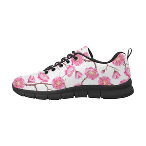 Pink Sakura Pattern Men's Sneakers Black