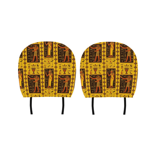 Egypt Hieroglyphics Pattern Print Design 01 Car Headrest Cover