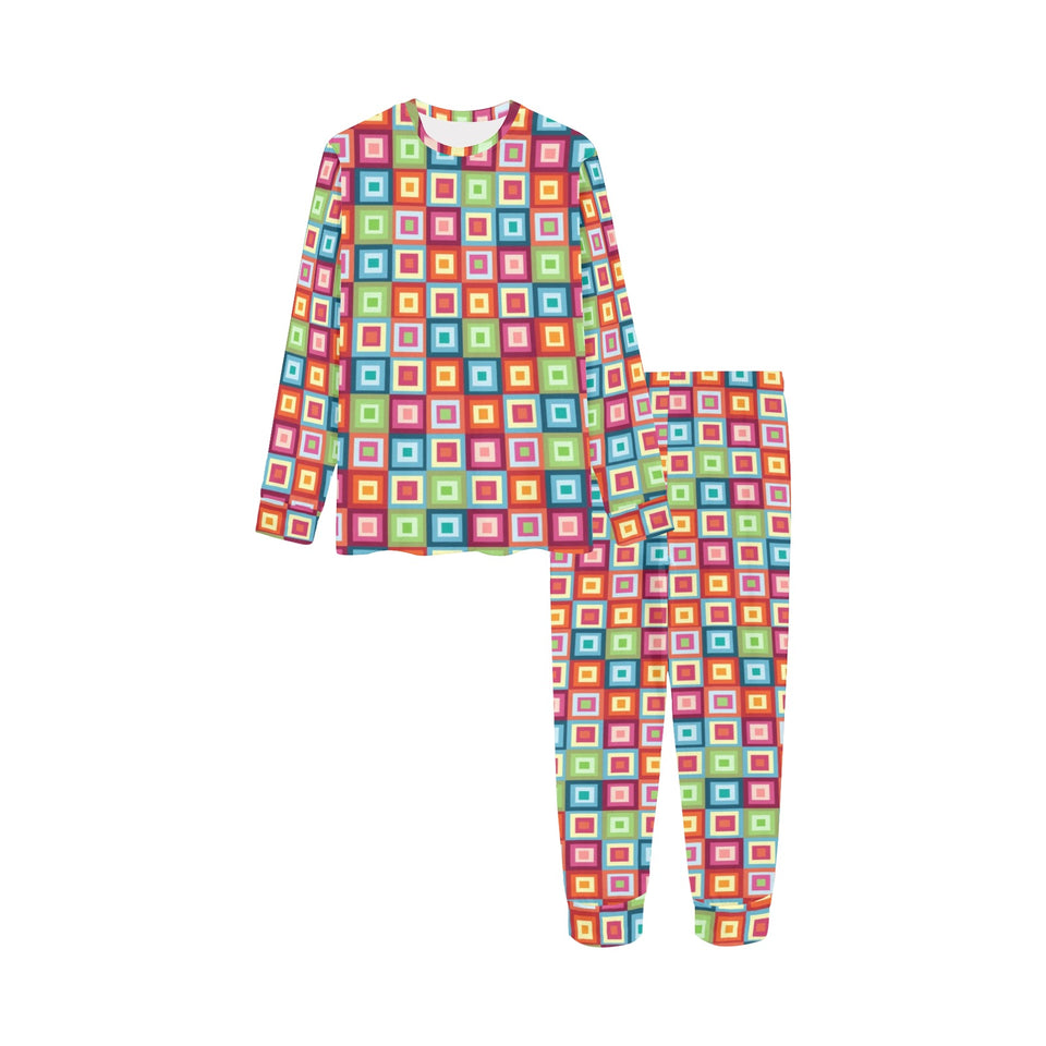 Rainbow Rectancular Pattern Kids' Boys' Girls' All Over Print Pajama Set