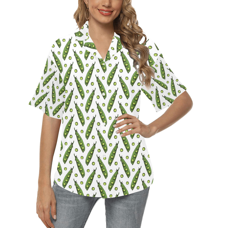 Green Peas Pattern Print Design 03 Women's All Over Print Hawaiian Shirt