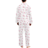 Eiffel Tower Pink Theme Pattern Print Design 05 Men's Long Pajama Set