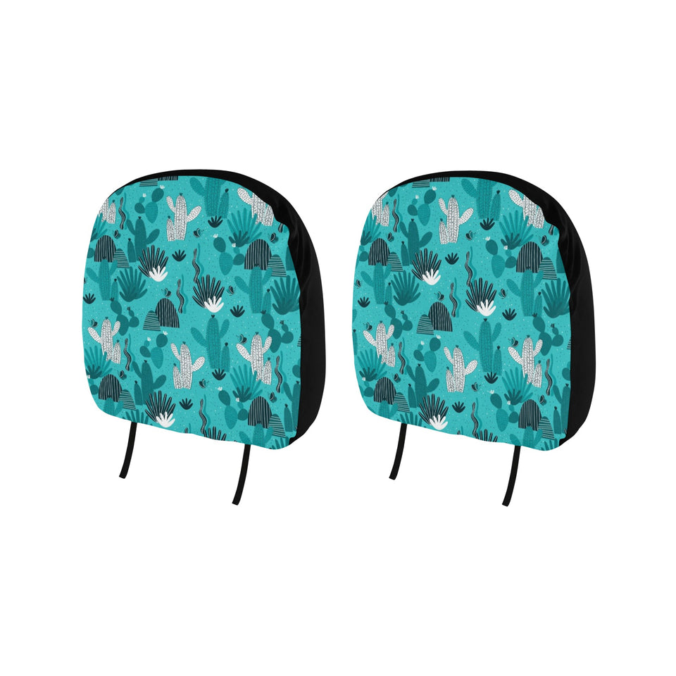 Green Cactus Pattern Car Headrest Cover