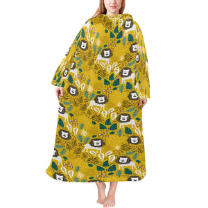 Lion Pattern Print Design 01 Blanket Robe with Sleeves