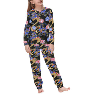 Snake Flower Pattern Kids' Boys' Girls' All Over Print Pajama Set