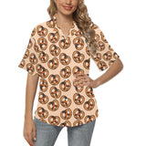 Pretzels Pattern Print Design 02 Women's All Over Print Hawaiian Shirt