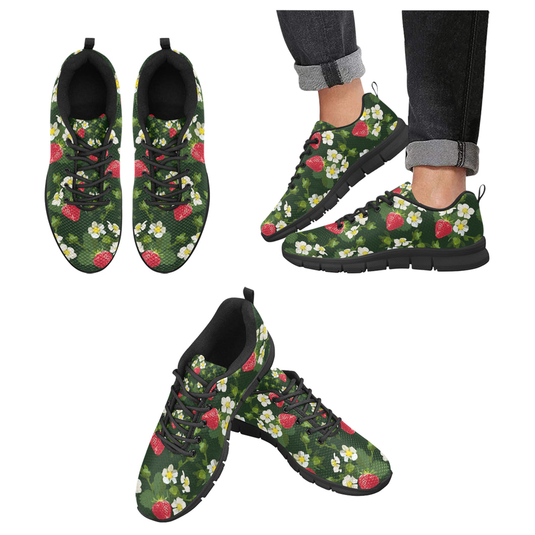 Strawberry Pattern Background Men's Sneakers Black