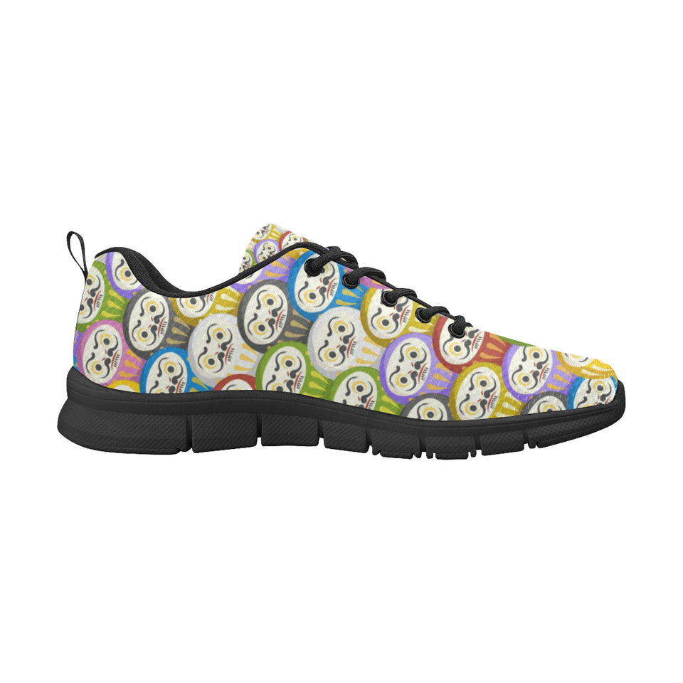 Colorful Daruma Pattern Men's Sneakers Black