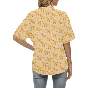 Golden Retriever Pattern Print Design 04 Women's All Over Print Hawaiian Shirt