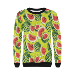 Watermelon Theme Pattern Women's Crew Neck Sweatshirt