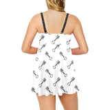 Engine Piston Pattern Print Design 02 Chest Sexy Pleated Two Piece Swim Dress