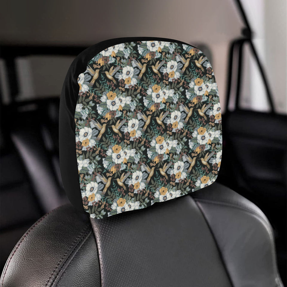 Hummingbird Pattern Print Design 05 Car Headrest Cover