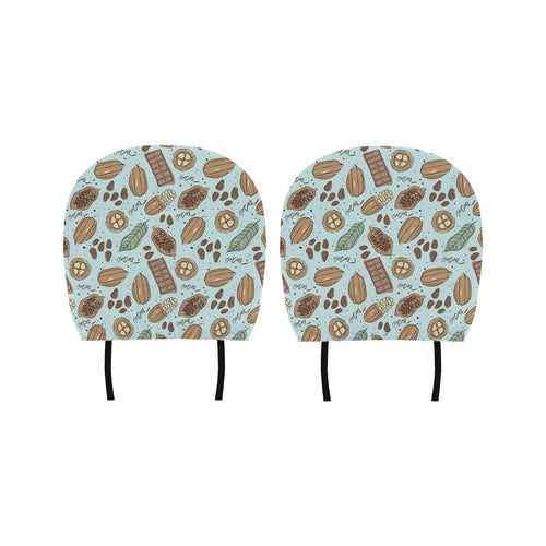 Hand Drawn Cocoa Pattern Car Headrest Cover