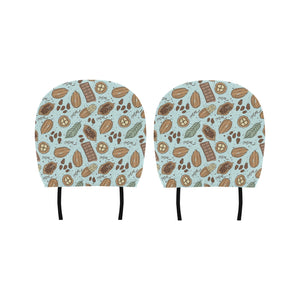 Hand Drawn Cocoa Pattern Car Headrest Cover