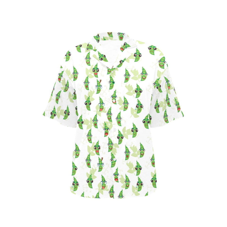 Green Peas Pattern Print Design 04 Women's All Over Print Hawaiian Shirt