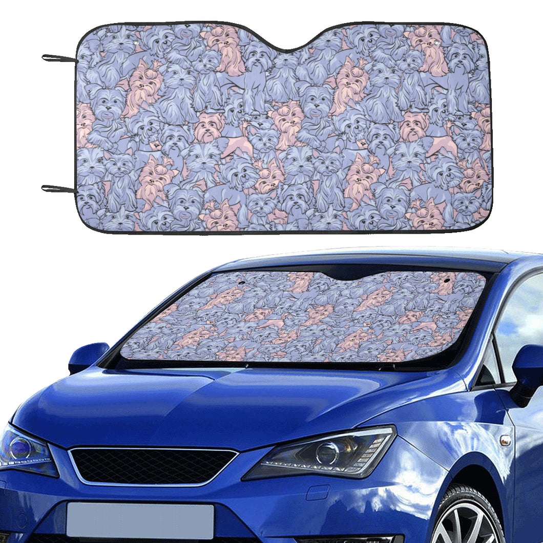 Yorkshire Terrier Pattern Print Design 02 Car Sun Shade