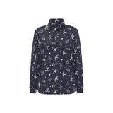 Swallow Pattern Print Design 02 Women's Long Sleeve Polo Shirt