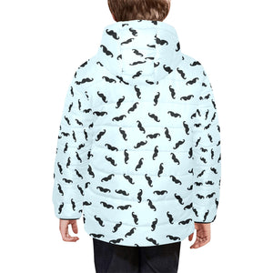 Mustache Beard Pattern Print Design 03 Kids' Boys' Girls' Padded Hooded Jacket