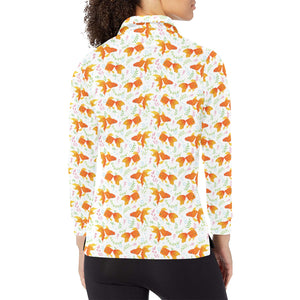 Goldfish Pattern Print Design 03 Women's Long Sleeve Polo Shirt