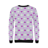 Heart Purple Pokka Dot Pattern Women's Crew Neck Sweatshirt