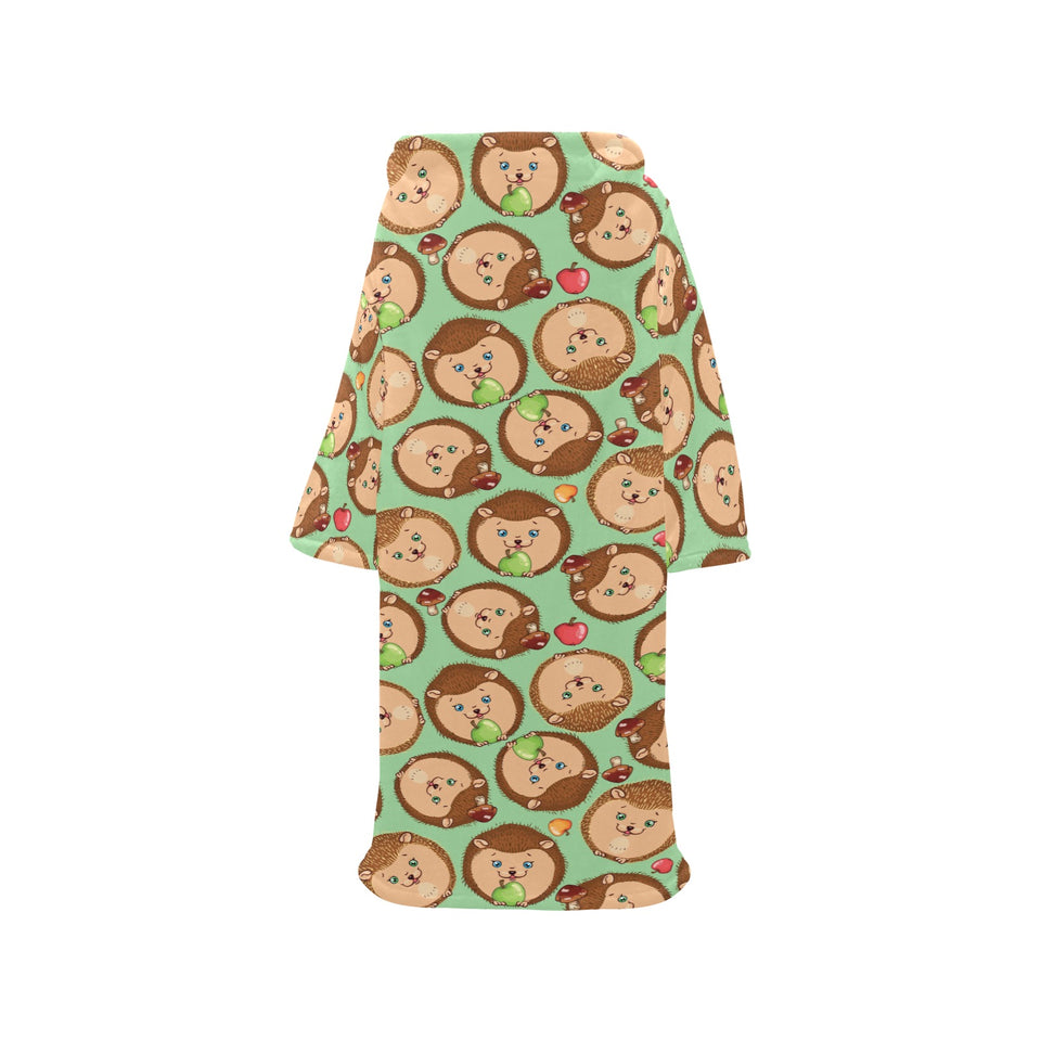 Hedgehog Pattern Print Design 01 Blanket Robe with Sleeves