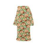 Hedgehog Pattern Print Design 01 Blanket Robe with Sleeves