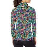 Gear Pattern Print Design 02 Women's Long Sleeve Polo Shirt