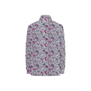 Hummingbird Pattern Print Design 04 Women's Long Sleeve Polo Shirt