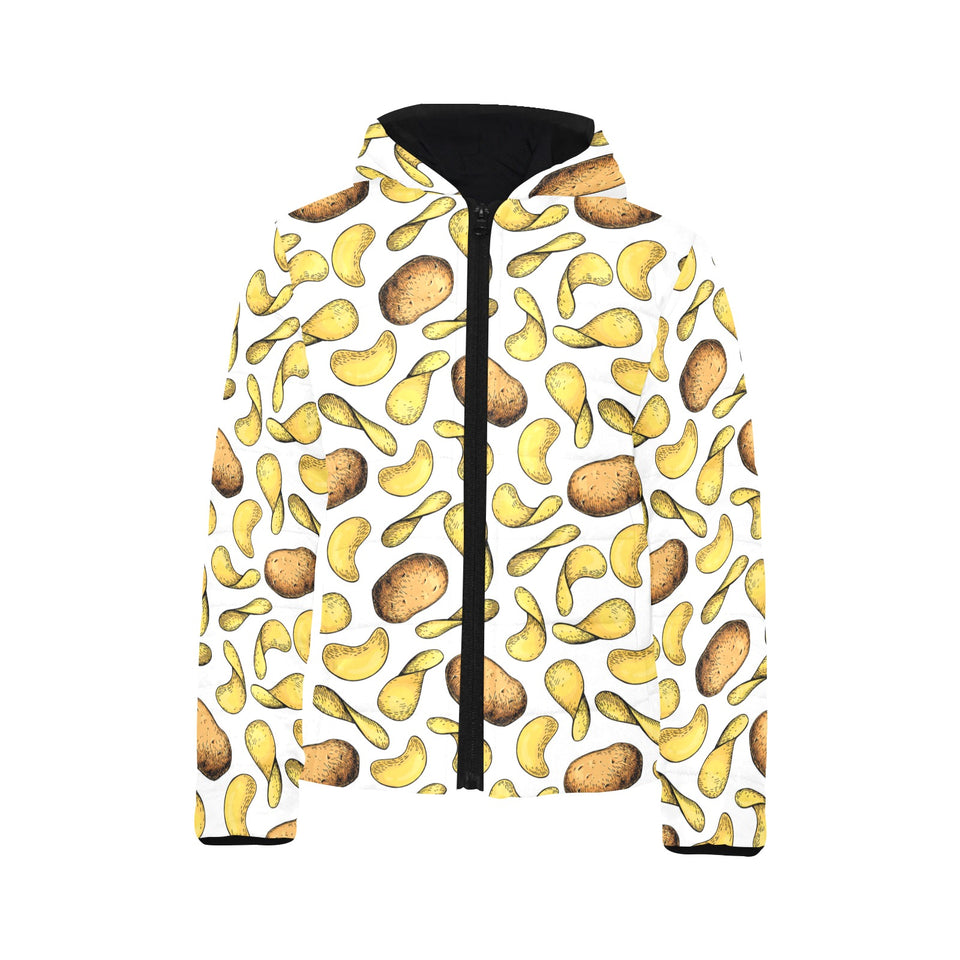 Potato Chips Pattern Print Design 01 Kids' Boys' Girls' Padded Hooded Jacket