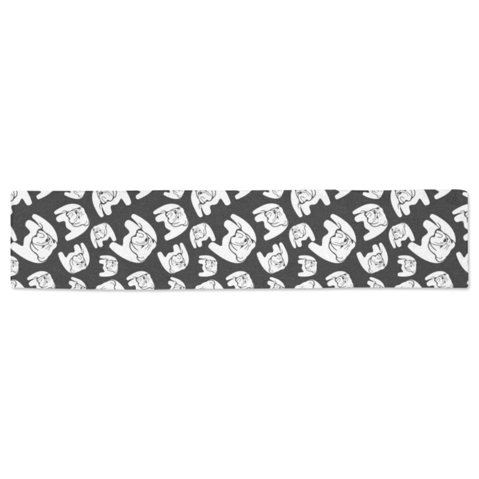 English Bulldog Pattern Print Design 02 Table Runner