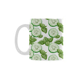 Sliced Cucumber Leaves Pattern Classical White Mug (FulFilled In US)