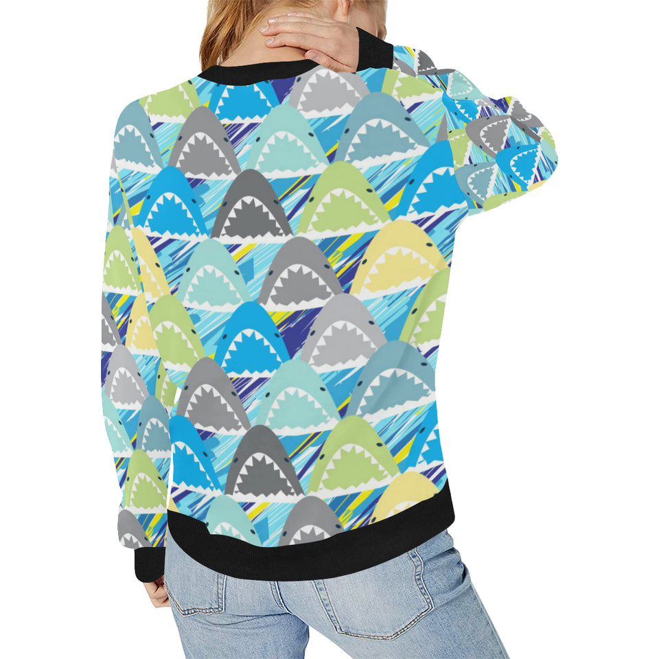 Shark Head Pattern Women's Crew Neck Sweatshirt
