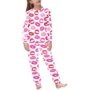 Lips Pattern Print Design 05 Kids' Boys' Girls' All Over Print Pajama Set