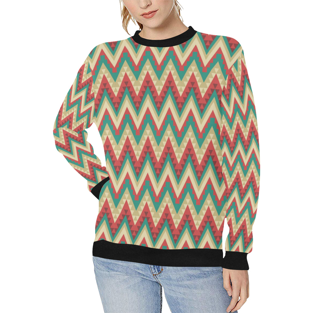 Zigzag Chevron Pattern Women's Crew Neck Sweatshirt