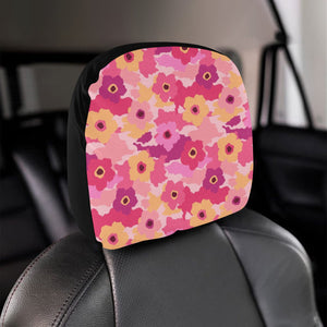 Pink Camo Camouflage Flower Pattern Car Headrest Cover