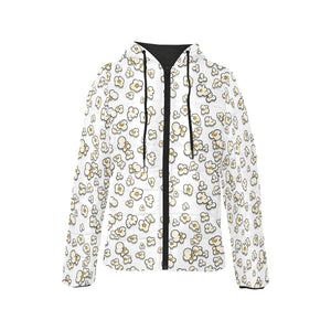 Popcorn Pattern Print Design 04 Women's Padded Hooded Jacket