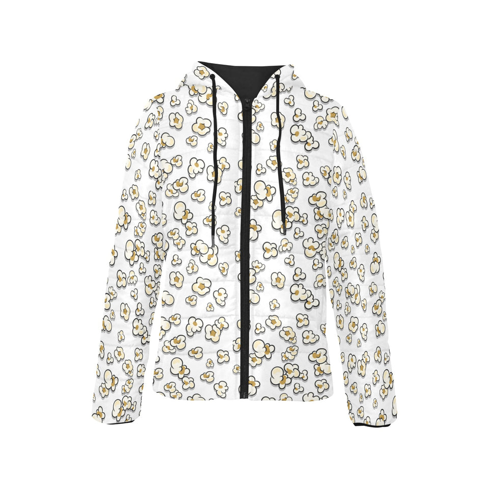 Popcorn Pattern Print Design 04 Women's Padded Hooded Jacket