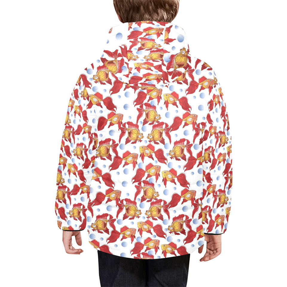 Goldfish Pattern Print Design 02 Kids' Boys' Girls' Padded Hooded Jacket