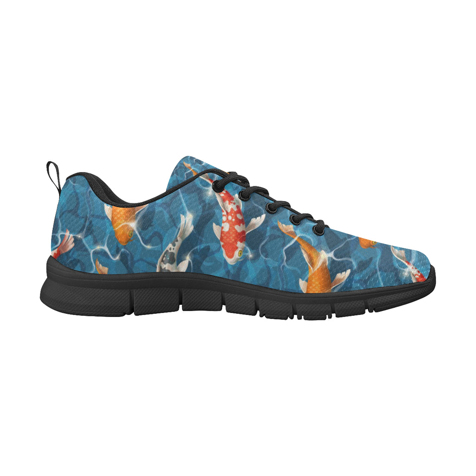 Koi Fish Carp Fish in Water Pattern Men's Sneakers Black