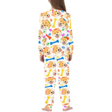 Shiba Inu Paw Bone Pattern Kids' Boys' Girls' All Over Print Pajama Set