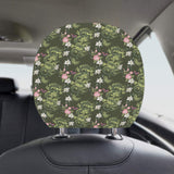 Green Dragon Rose Flower Pattern Car Headrest Cover