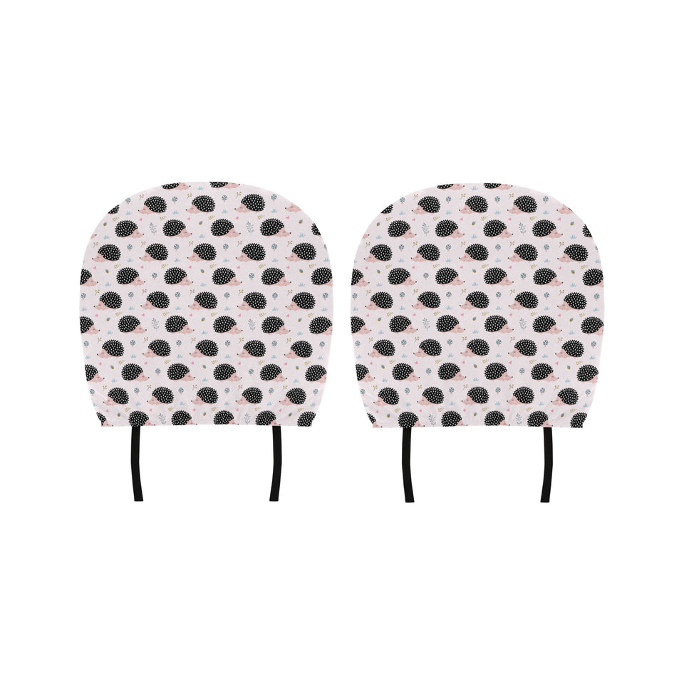 Hedgehog Pattern Print Design 04 Car Headrest Cover