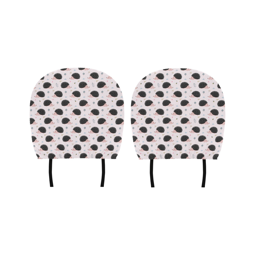 Hedgehog Pattern Print Design 04 Car Headrest Cover