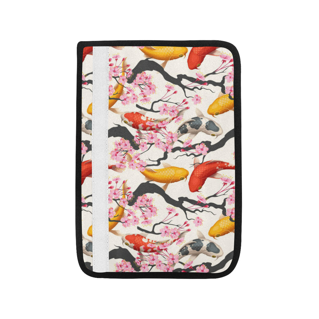 Colorful Koi Fish Carp Fish and Sakura Pattern Car Seat Belt Cover