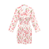 Tea pots Pattern Print Design 04 Women's Long Sleeve Belted Night Robe