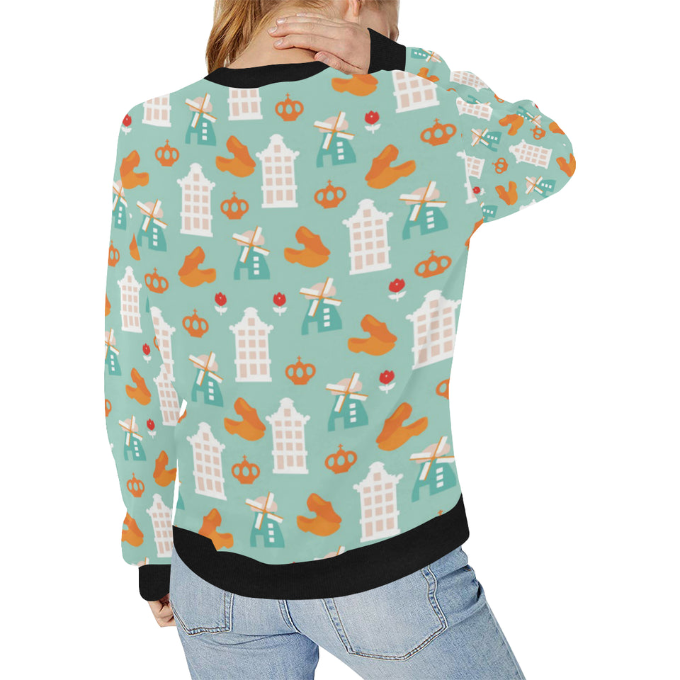 Windmill Pattern Theme Women's Crew Neck Sweatshirt