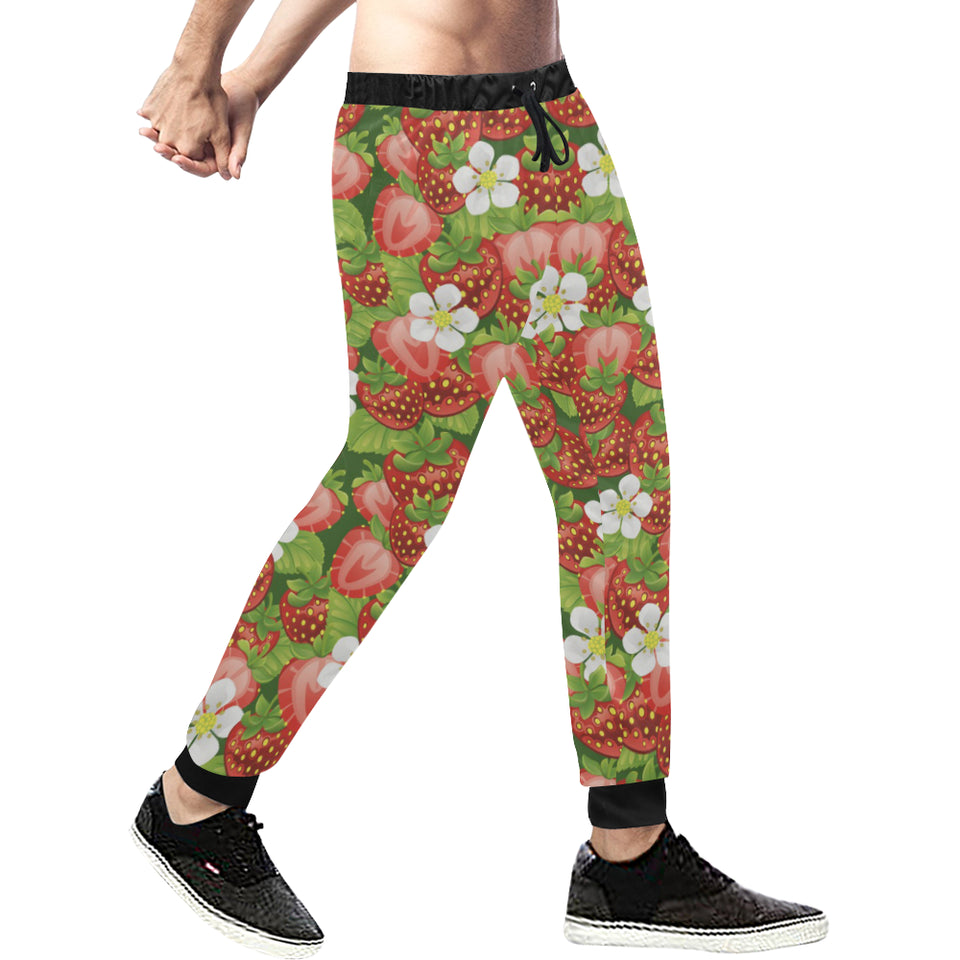 Strawberry Leaves Flower Pattern Unisex Casual Sweatpants