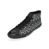 Zigzag Chevron African Afro Dashiki Adinkra Kente Men's High Top Canvas Shoes Black