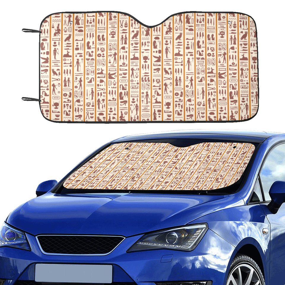 Egypt Hieroglyphics Pattern Print Design 05 Car Sun Shade