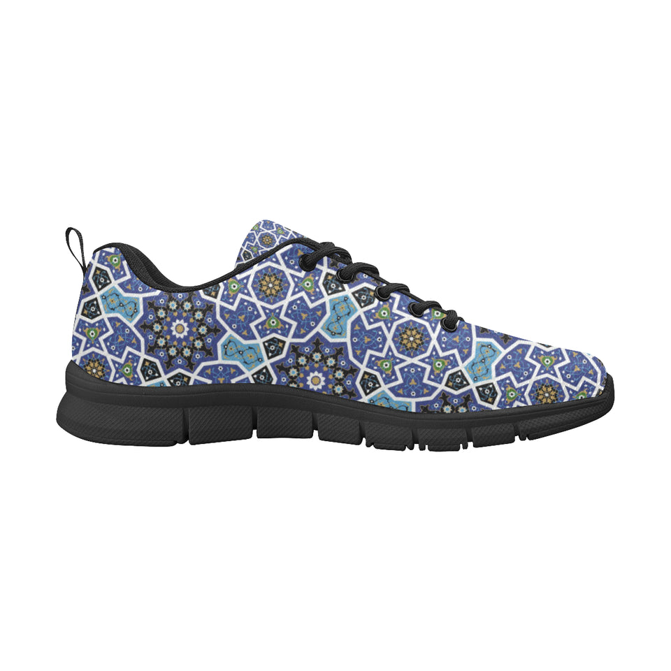 Blue Arabic Morocco Pattern Men's Sneakers Black